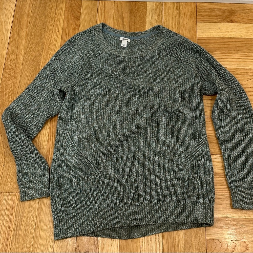 L.L. Bean Heathered Crewneck Fisherman’s Cotton Sweater
